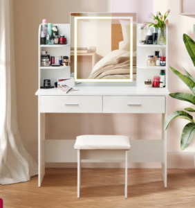 Wayfair Hokku Designs Baidy Vanity Set with Lighted Mirror and Stool